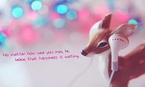 adorable deer with headphones love quote